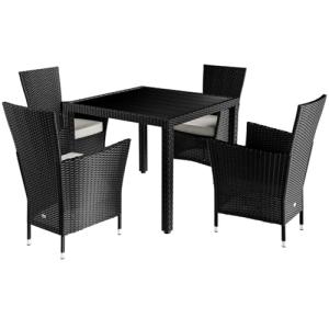 CASARIA® Conjunto Mesa y Sillas Apilables Set Jardín Polira…