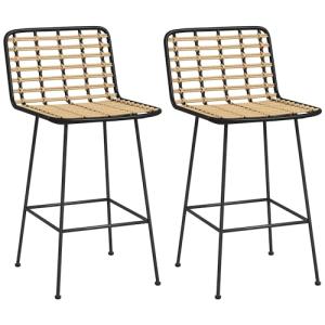 HOMCOM - Juego de 2 taburetes de bar, silla alta, diseño bo…