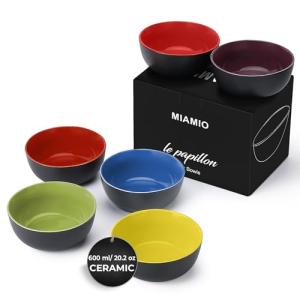 MIAMIO - 6 x 600ml Juego De Cuencos/Tazones Exterior Negro…