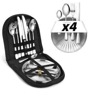 [Cubertería 23 piezas] Juego de cubiertos de acampada para…