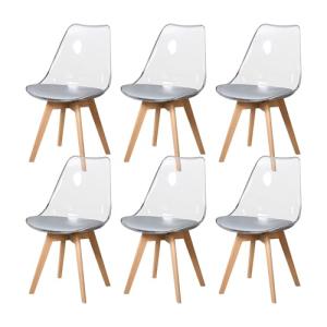 HJhomeheart Juego de 6 Sillas de Comedor Transparentes Mode…
