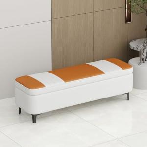 Banco de almacenamiento moderno blanco con asiento acolchad…