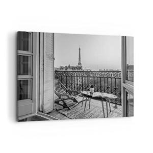 Cuadros Decoracion Salon Blanco Y Negro París Balcón Lienzo…