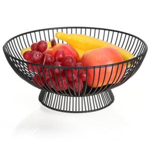 COM-FOUR® Cesta de fruta de metal negro 25,5 cm - frutero c…