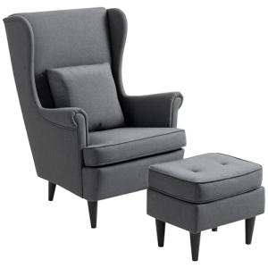 HOMCOM Sillón con Reposapiés Sillón Lectura con Respaldo Al…