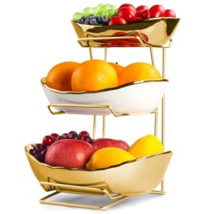 YUNLINLI Cuencos de cerámica para servir frutas de 3 nivele…