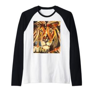 Pintura cubista moderna con cabeza de león Camiseta Manga R…