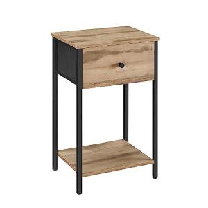 VASAGLE Mesita de Noche, Mesa Auxiliar con Cajón de Tela, M…