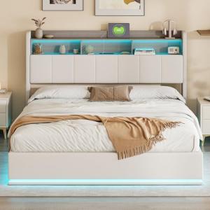 WOBOPCG Cama tapizada de matrimonio de 160 x 200 cm, con es…
