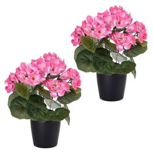 JYCRA Paquete de 2 Flores Artificiales de Geranio de Seda c…