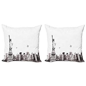 ABAKUHAUS Urbano Set de 2 Fundas para Cojín, Paisaje Urbano…