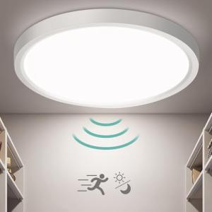 Oraymin LED de techo con sensor crepuscular de radar, 18W 1…