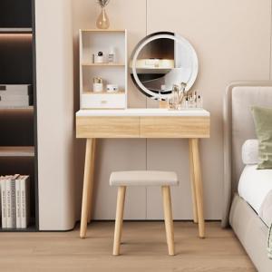 YU YUSING Tocador de Maquillaje con Espejo LED y Taburete T…