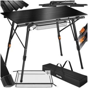 tectake® Mesa Camping Plegable con Altura Ajustable, Mesa A…