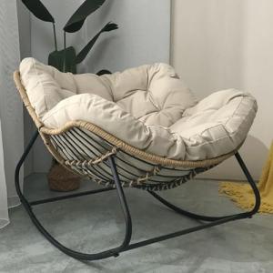 Silla mecedora Papasan para patio al aire libre con cojín a…
