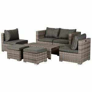 Outsunny Conjunto 8 Piezas de Sofás de Ratán Convertible co…