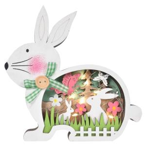 Conejito de Pascua de Madera, Figura Conejo Pascua, Adornos…