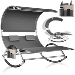 KESSER® Tumbona Doble | con toldo, Funda para Almohada | pa…