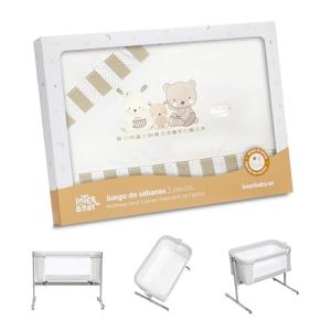 Interbaby - Juego de sábanas para minicuna Love, Color Beig…