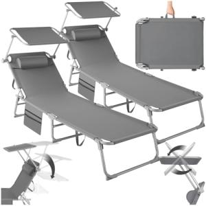 TecTake® Set de 2X Tumbonas Jardín Exterior, Tumbonas Plega…