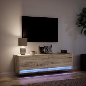 IKAYAA Mueble TV Suspendido con iluminación LED 140x31x38 c…