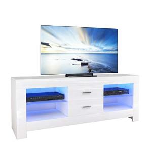 Dripex Mueble bajo para TV, color blanco brillante, con ilu…