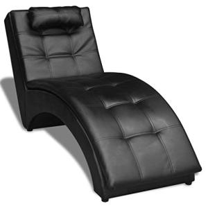 Xichuzi Diván con Almohada de Cuero sintético Negro, Chaise…