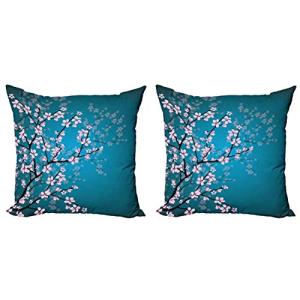 ABAKUHAUS japonés Set de 2 Fundas para Cojín, Patrón Sakura…