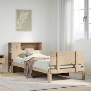 Vetnasa Cama con estantería sin colchón Madera Maciza de Pi…