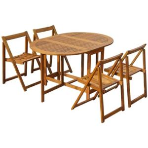 LAPOOH Set Comedor de jardín Plegable 5 Piezas, Conjunto Me…
