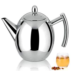 Calentador de té con infusor de tetera, tetera de acero ino…