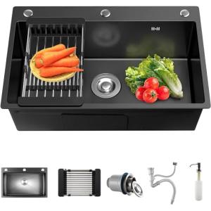 CALISTOUK Fregadero de cocina 304 Acero Inoxidable, Fregade…