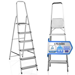 PAULAND Escalera Plegable de Aluminio 6 Peldaños - Soporte…