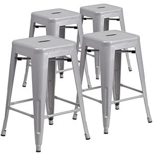 Flash Furniture Juego de 4 taburetes de altura de encimera,…
