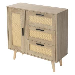 ML-Design Cómoda Rústica de Madera con 1 Puerta y 3 Cajones…
