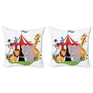 ABAKUHAUS Animal Set de 2 Fundas para Cojín, Carpa de Circo…