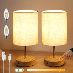Lightess 2 Piezas Lamparas de Mesita de Noche Inalambrica,…