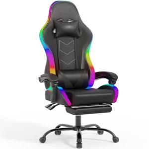 Devoko Silla Gaming con Masajeador y LED, Silla de Oficina…