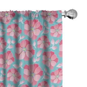 ABAKUHAUS Azul y Rosa Juego de 2 Paños Cortinas, Pétalos Ab…