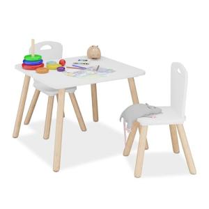 Relaxdays Mesa y 2 Sillas Infantiles, Conjunto Mobiliario N…