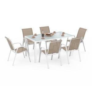IDMarket – Salón de jardín Madrid Mesa 150 CM y 6 sillas ap…