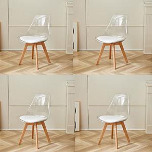 GrandCA HOME Transparente Sillas de Comedor Tapizadas en Te…