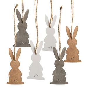 Set de 6 Conejos Colgantes de Madera para Pascua, 10 cm: Ad…