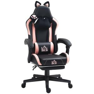 HOMCOM Silla Gaming con Orejas Silla Gamer Reclinable con A…