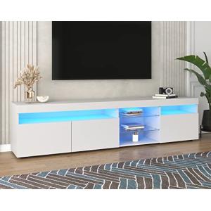 Azkoeesy Mueble TV con iluminación LED, 180 cm, Mueble de t…