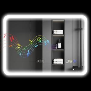 HOMCOM Espejo de Baño con Luz LED 70x50 cm Bluetooth Espejo…