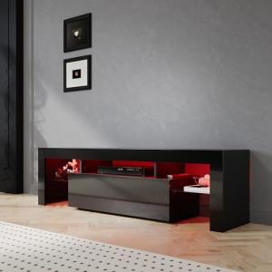 Sirhona - Mueble para TV LED, negro, banco de TV, 160 x 35…