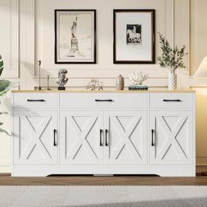 Idemon Aparador moderno blanco multifunción de madera para…