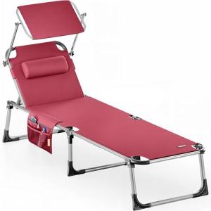 CASARIA® Tumbona Playa Plegable Parasol hasta 180kg 210cm R…