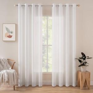 MIULEE Cortinas Translucidas Poliéster Lino con Ojales Visi…